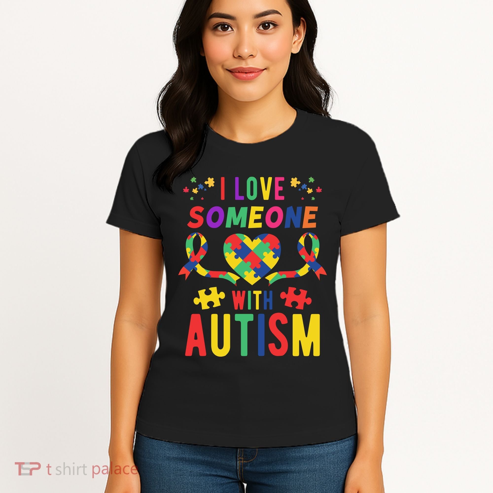 I Love Someone With Autism Ribbon Heart Women's T-Shirt