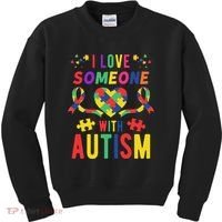 I Love Someone With Autism Ribbon Heart Kids Sweatshirt thumb 0