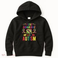 I Love Someone With Autism Ribbon Heart Kids Hoodie thumb 0
