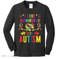 I Love Someone With Autism Ribbon Heart Kids Long Sleeve Shirt thumb 0