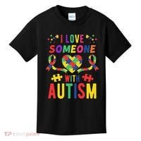 I Love Someone With Autism Ribbon Heart Kids T-Shirt thumb 0