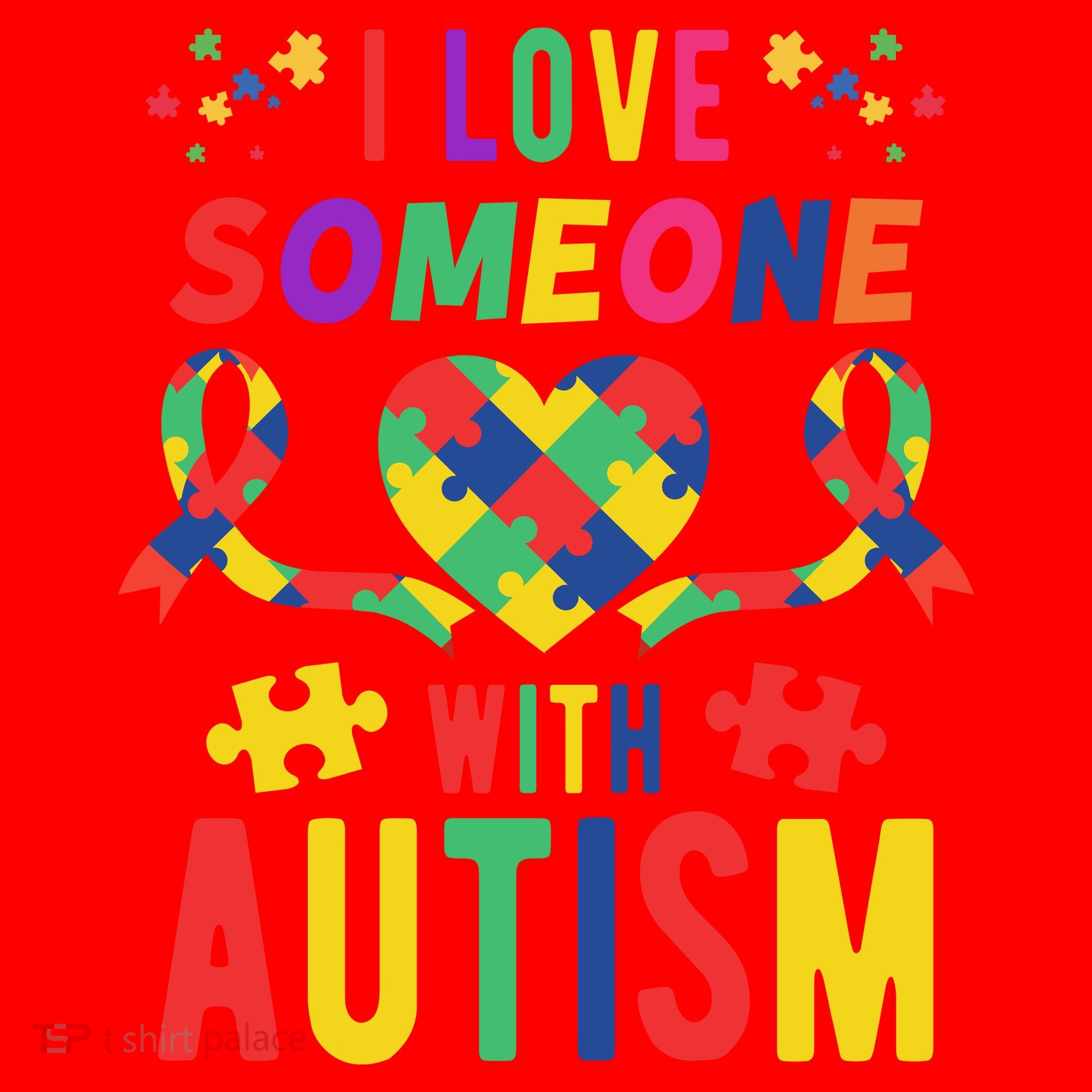 I Love Someone With Autism Ribbon Heart Santa Hat