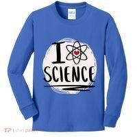 I Love Science L Cool Scientist Theme Graphic Meaningful Gift Kids Long Sleeve Shirt thumb 0