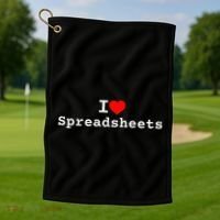 I Love Spreadsheets Golf Towel thumb 1