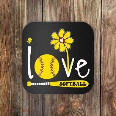 I Love Softball Coaster