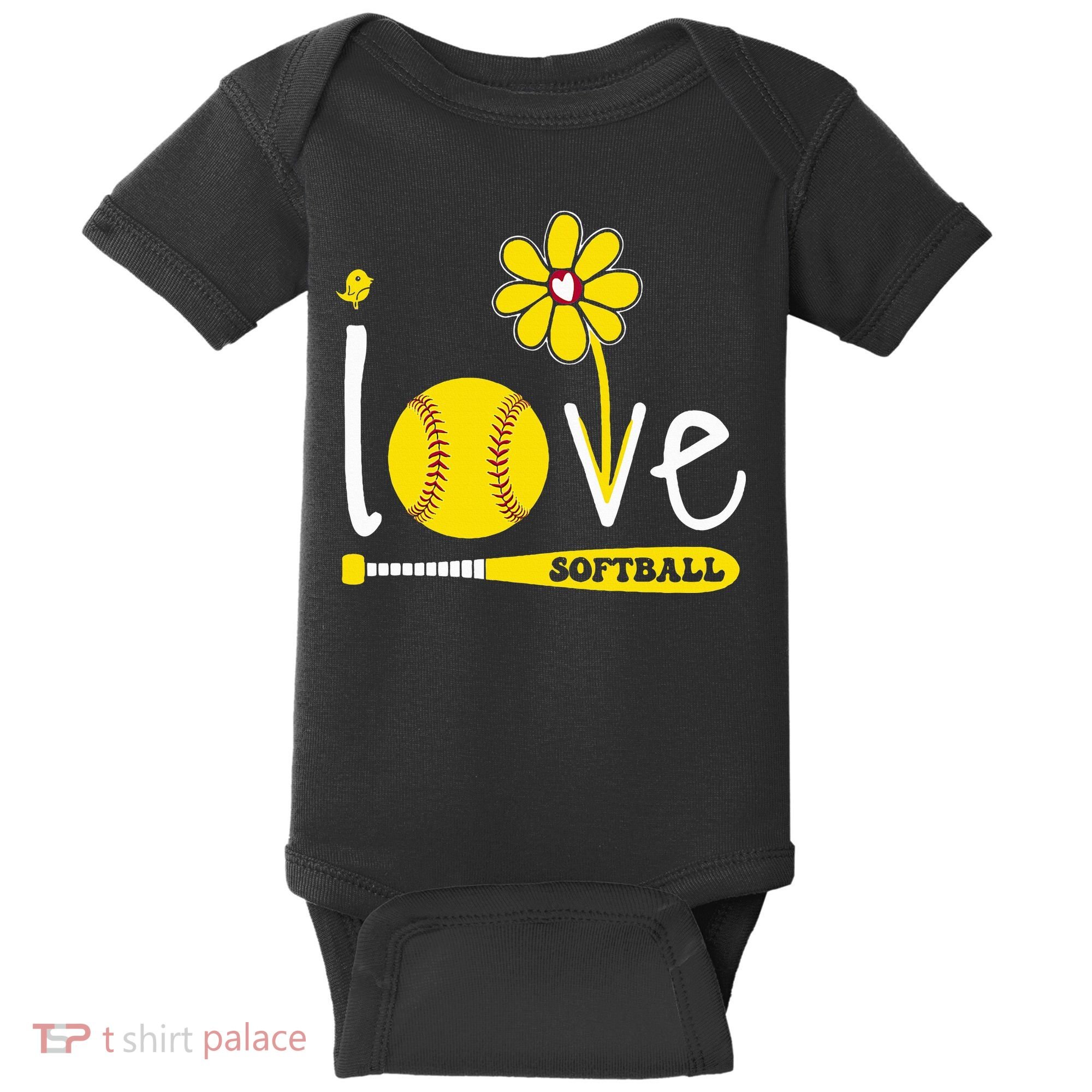 I Love Softball Baby Bodysuit