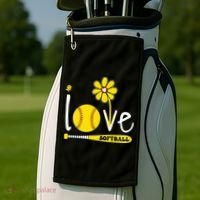 I Love Softball Golf Towel thumb 2