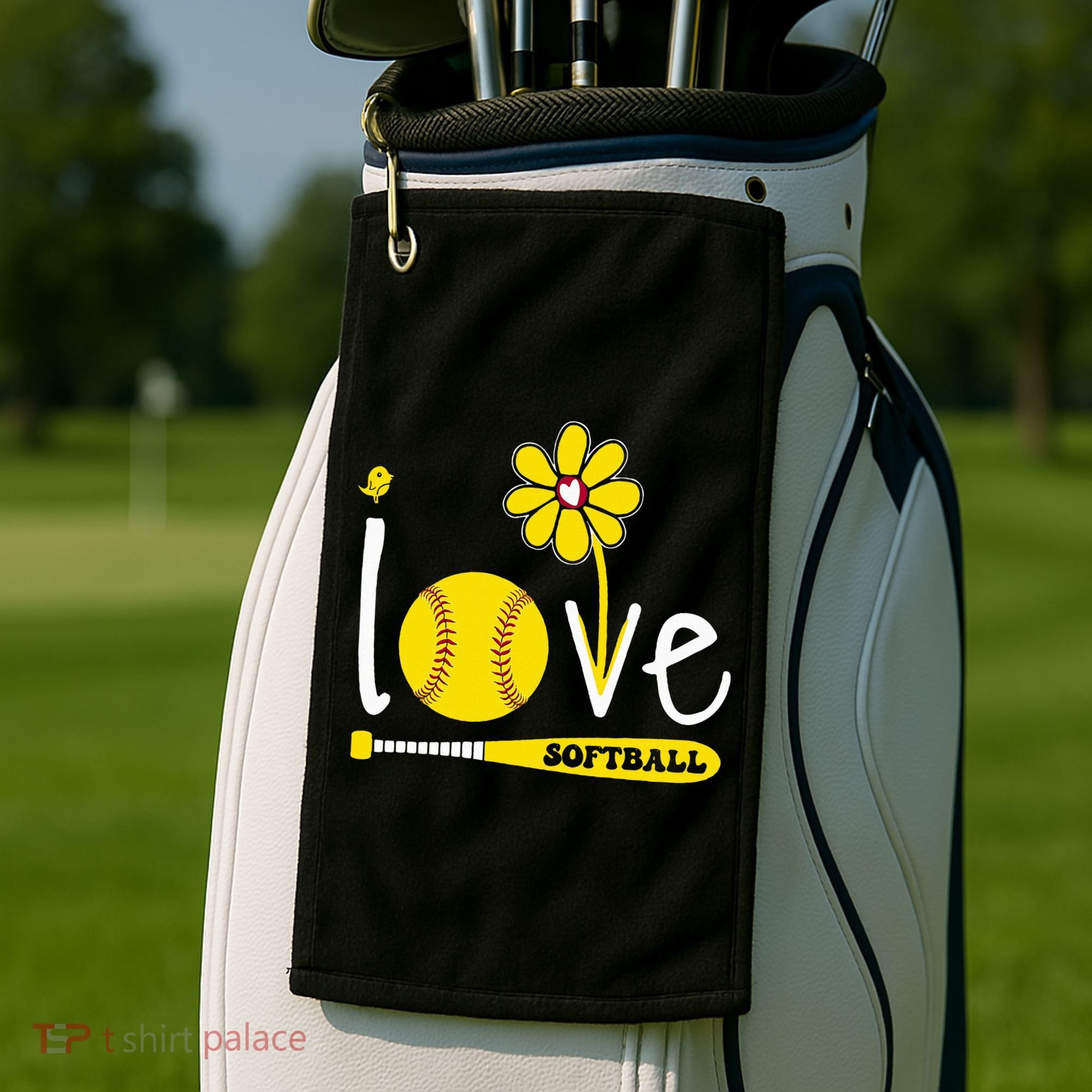 I Love Softball Golf Towel