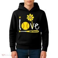 I Love Softball Kids Hoodie thumb 4