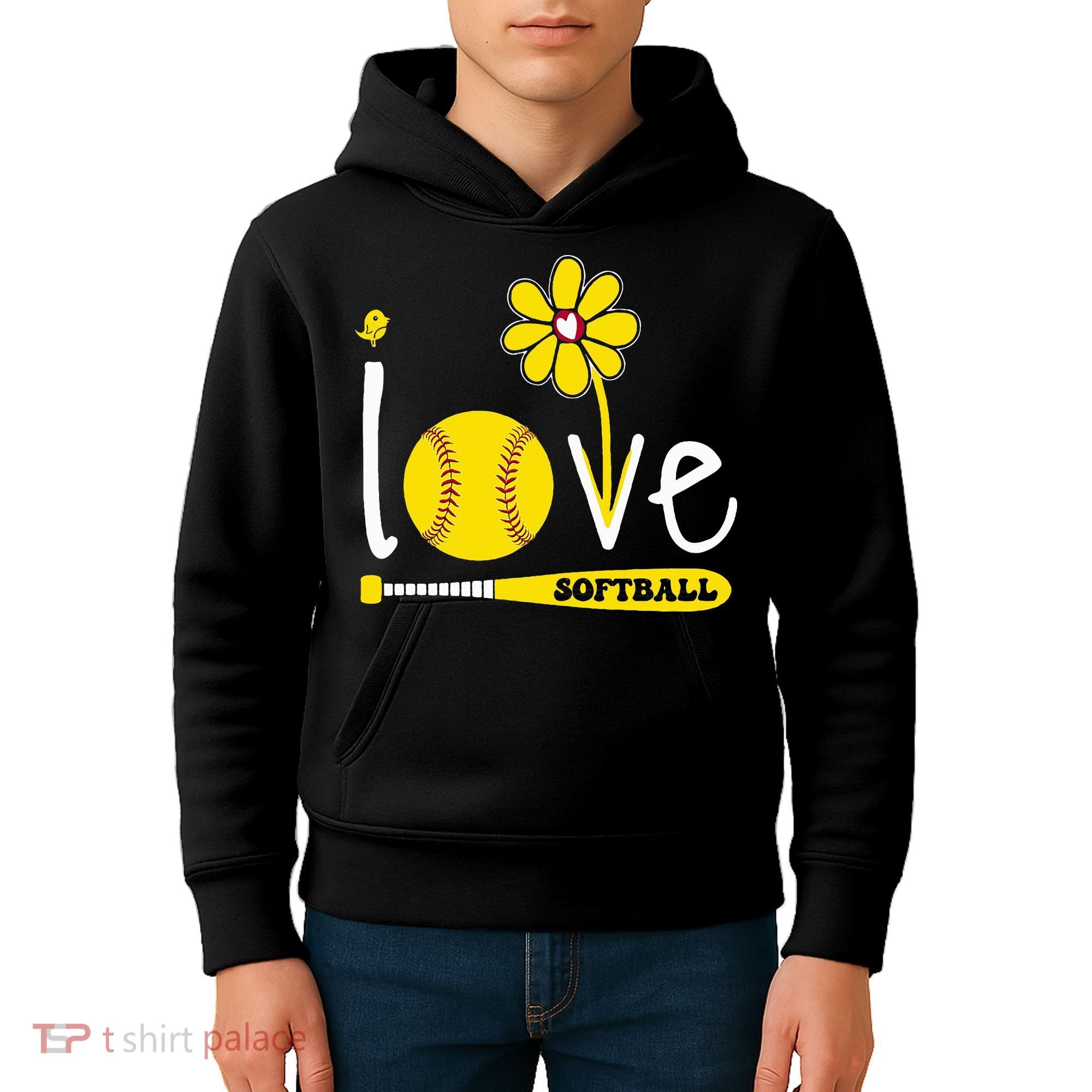 I Love Softball Kids Hoodie