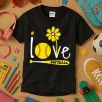 I Love Softball Kids T-Shirt thumb 3