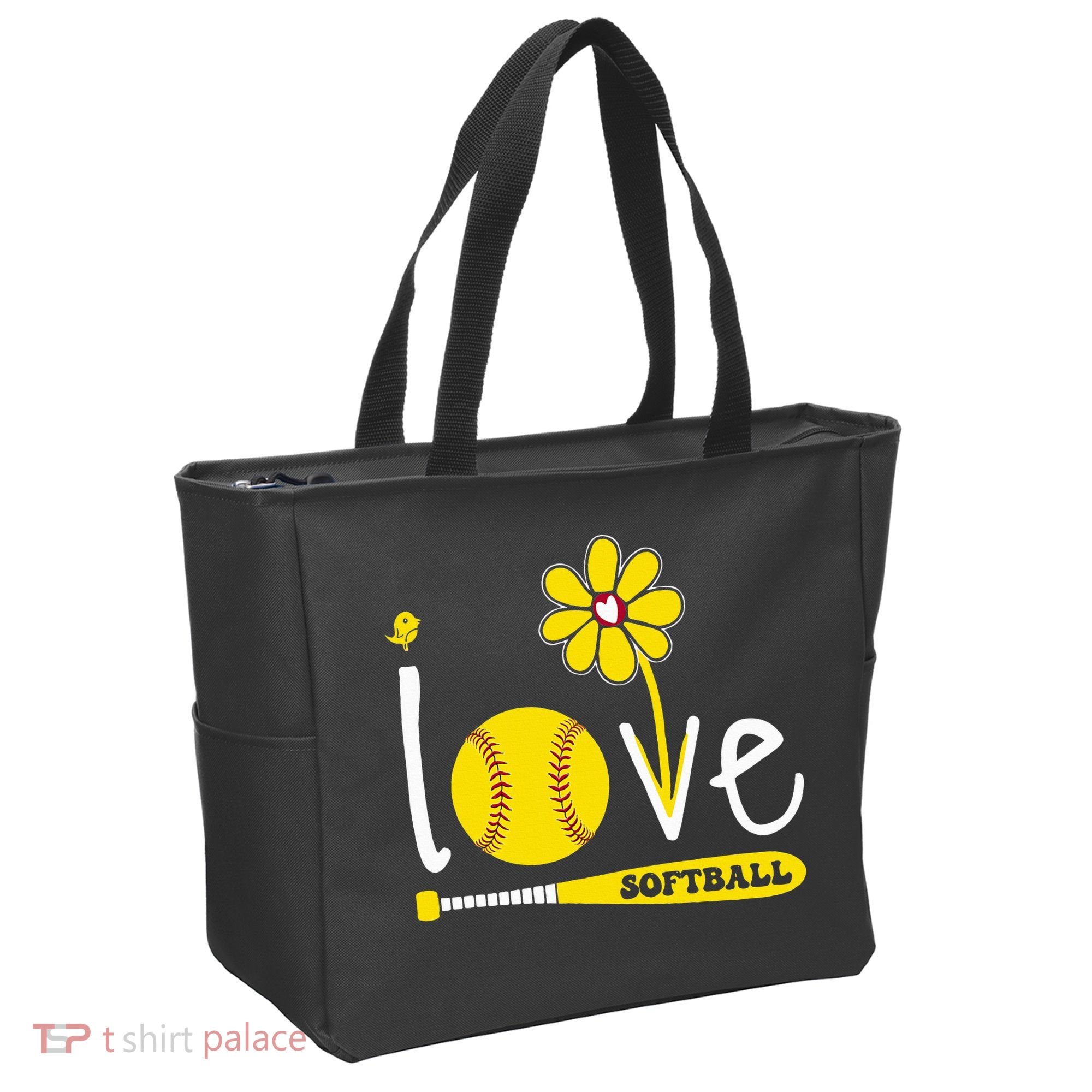 I Love Softball Tote Bag