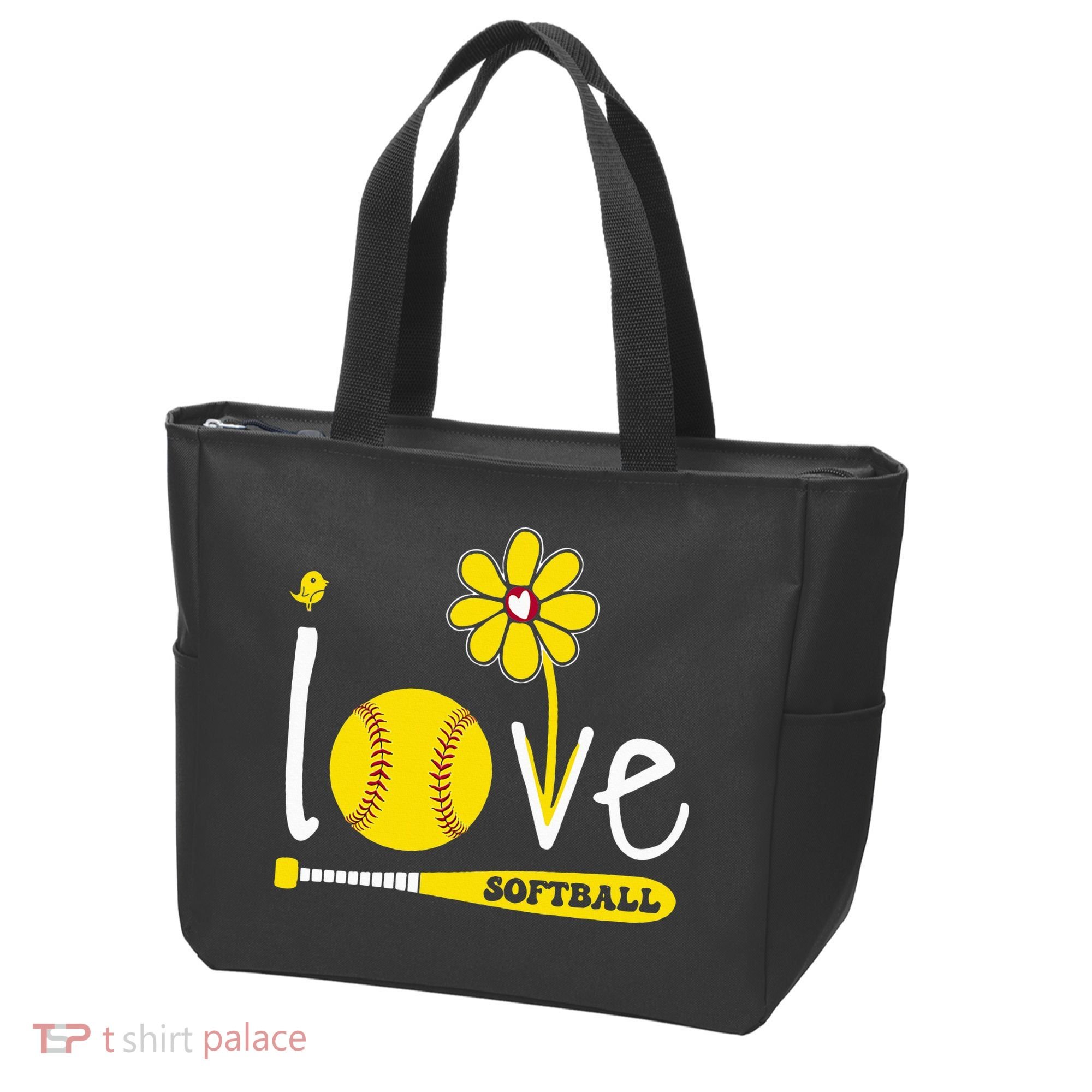 I Love Softball Tote Bag