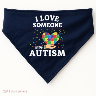 I Love Someone With Autism Gift USA-Made Doggie Bandana
