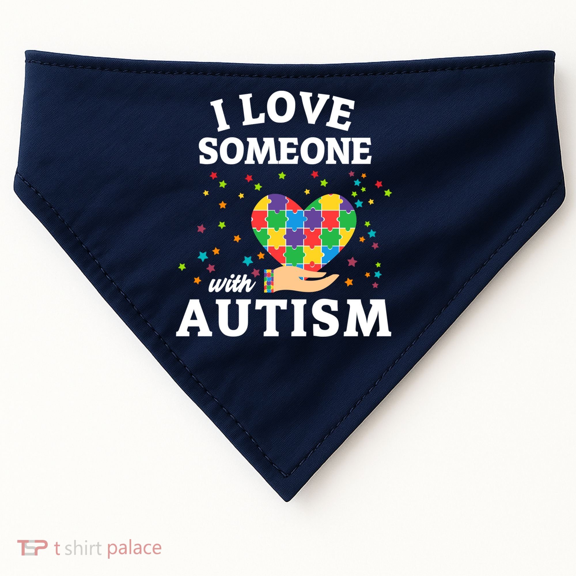 I Love Someone With Autism Gift USA-Made Doggie Bandana