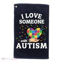 I Love Someone With Autism Gift Golf Towel thumb 0
