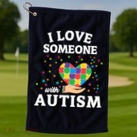 I Love Someone With Autism Gift Golf Towel thumb 1