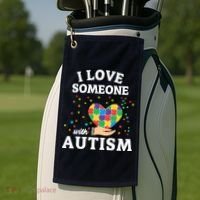 I Love Someone With Autism Gift Golf Towel thumb 2
