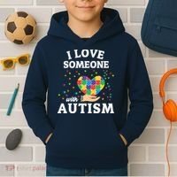 I Love Someone With Autism Gift Kids Hoodie thumb 2
