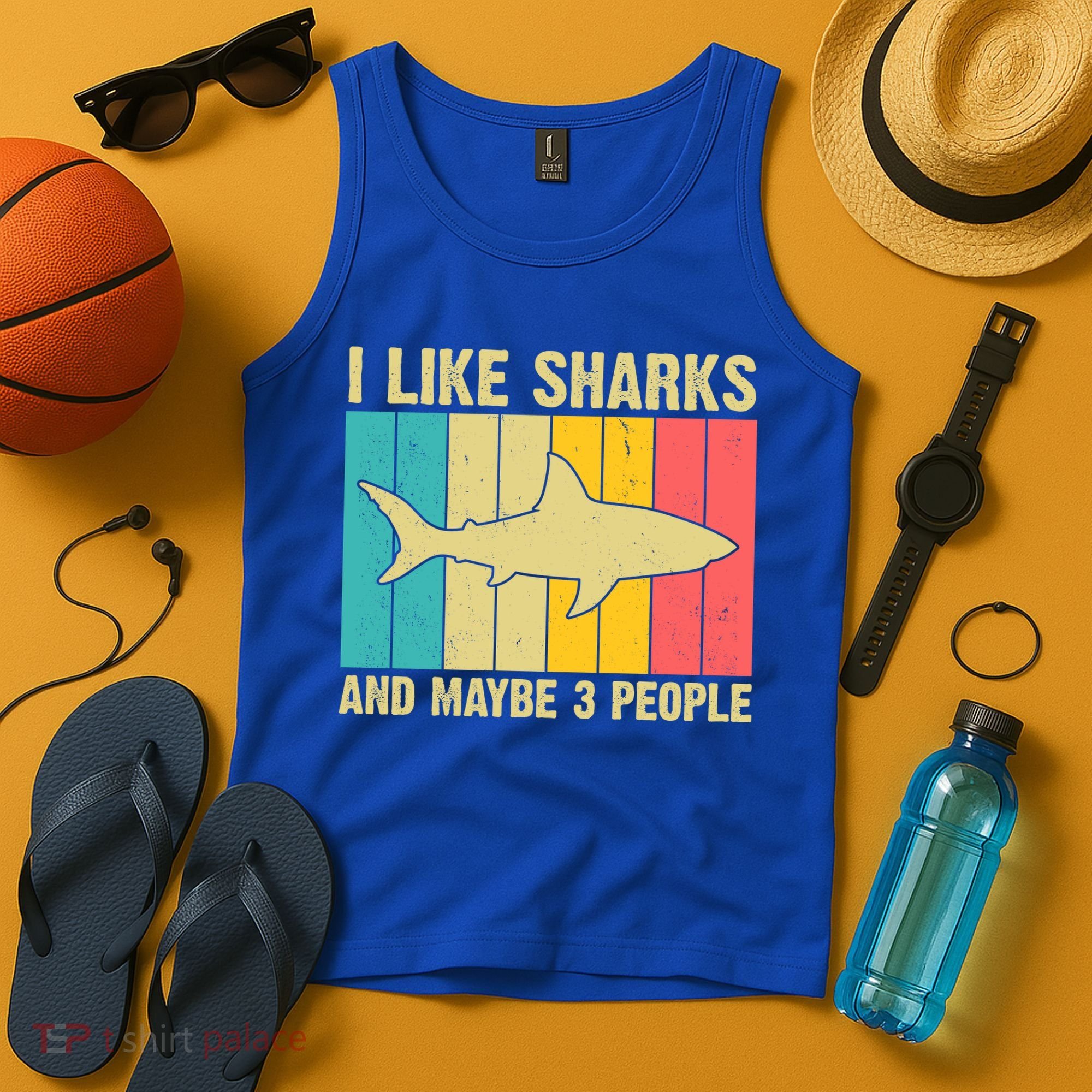 I Like Sharks And Maybe 3 People Funny Shark Lover Tank Top