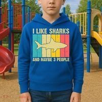 I Like Sharks And Maybe 3 People Funny Shark Lover Kids Hoodie thumb 2