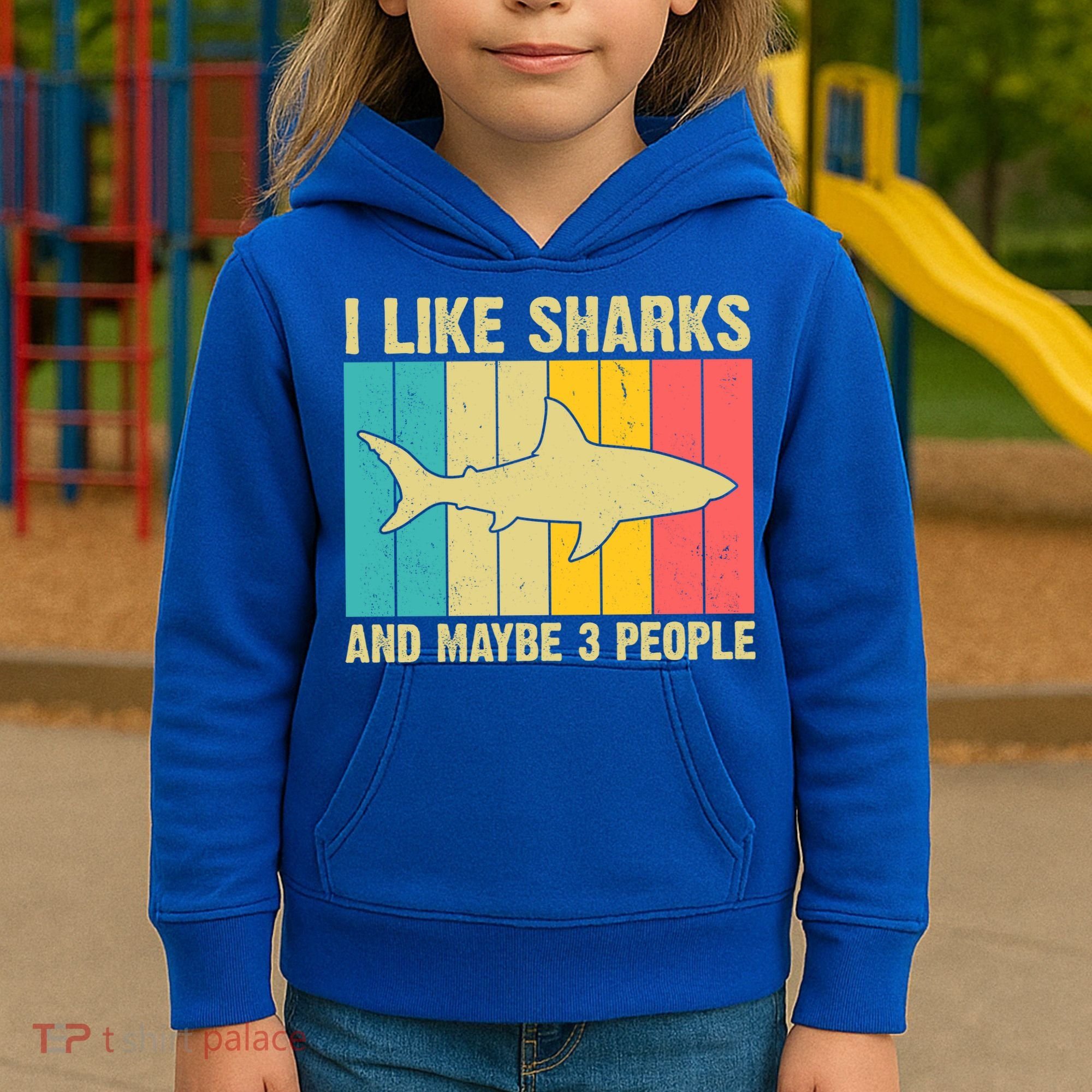 I Like Sharks And Maybe 3 People Funny Shark Lover Kids Hoodie