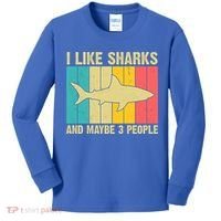I Like Sharks And Maybe 3 People Funny Shark Lover Kids Long Sleeve Shirt thumb 0