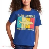 I Like Sharks And Maybe 3 People Funny Shark Lover Kids T-Shirt thumb 2