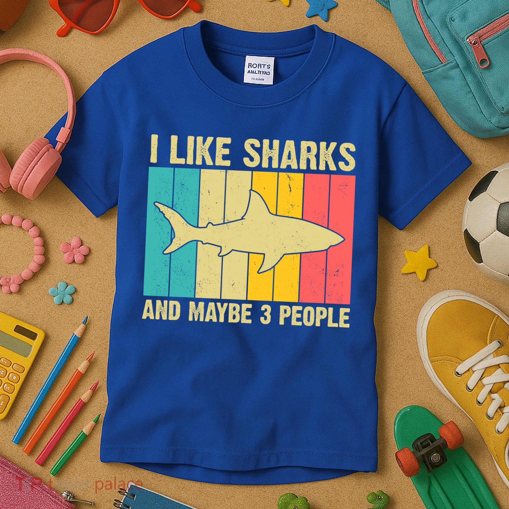 I Like Sharks And Maybe 3 People Funny Shark Lover Kids T-Shirt