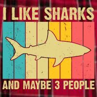 I Like Sharks And Maybe 3 People Funny Shark Lover Women's Flannel Plaid Pajama Pants thumb 2