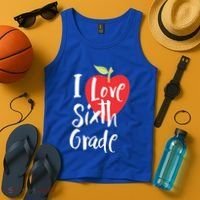 I Love Sixth Grade Back To School 6Th Grade Teacher Student Gift Tank Top thumb 4