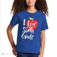 I Love Sixth Grade Back To School 6Th Grade Teacher Student Gift Kids T-Shirt thumb 2