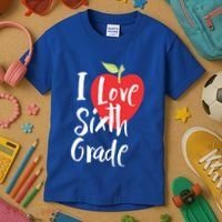 I Love Sixth Grade Back To School 6Th Grade Teacher Student Gift Kids T-Shirt thumb 3