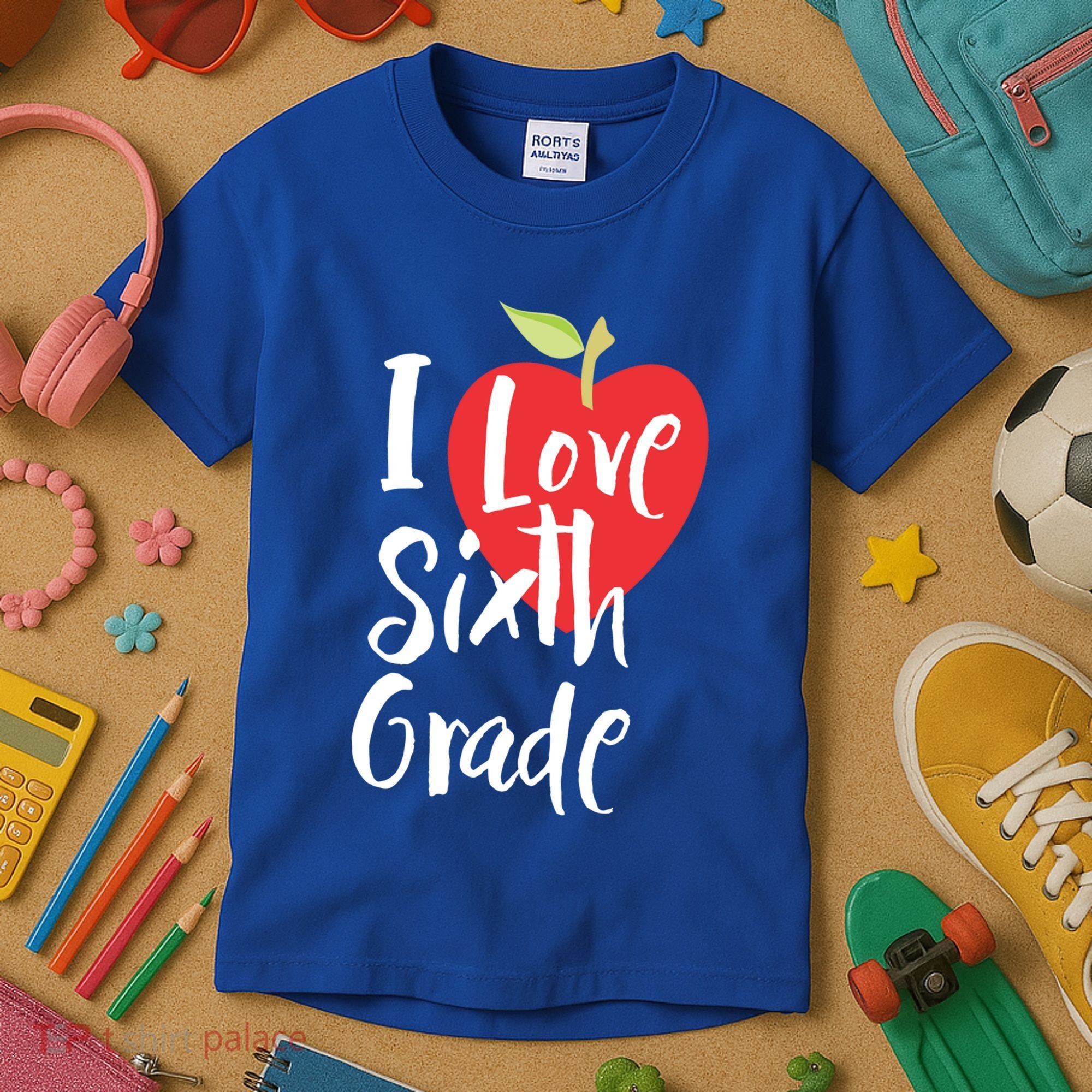 I Love Sixth Grade Back To School 6Th Grade Teacher Student Gift Kids T-Shirt