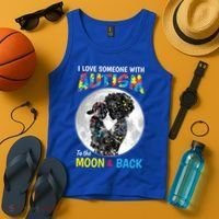 I Love Someone With Autism To The Moon And Back Funny Gift Tank Top thumb 4