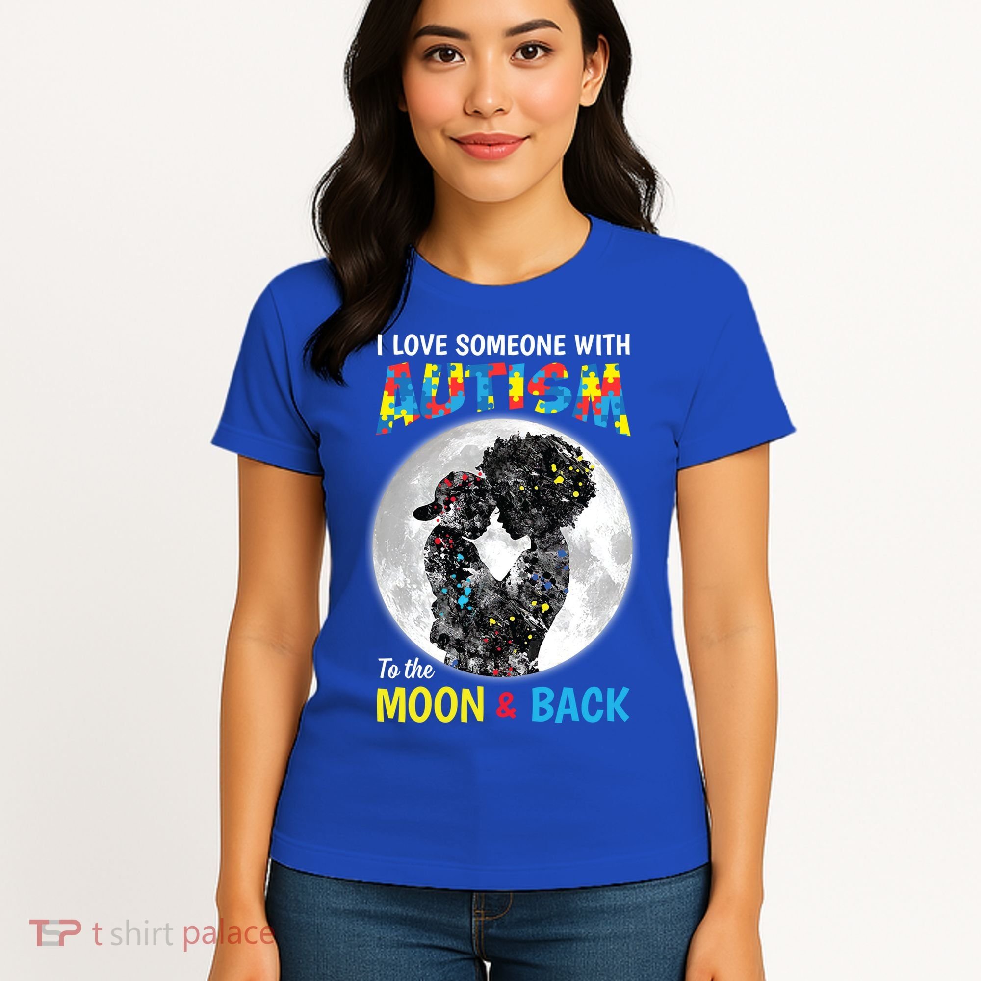 I Love Someone With Autism To The Moon And Back Funny Gift Women's T-Shirt