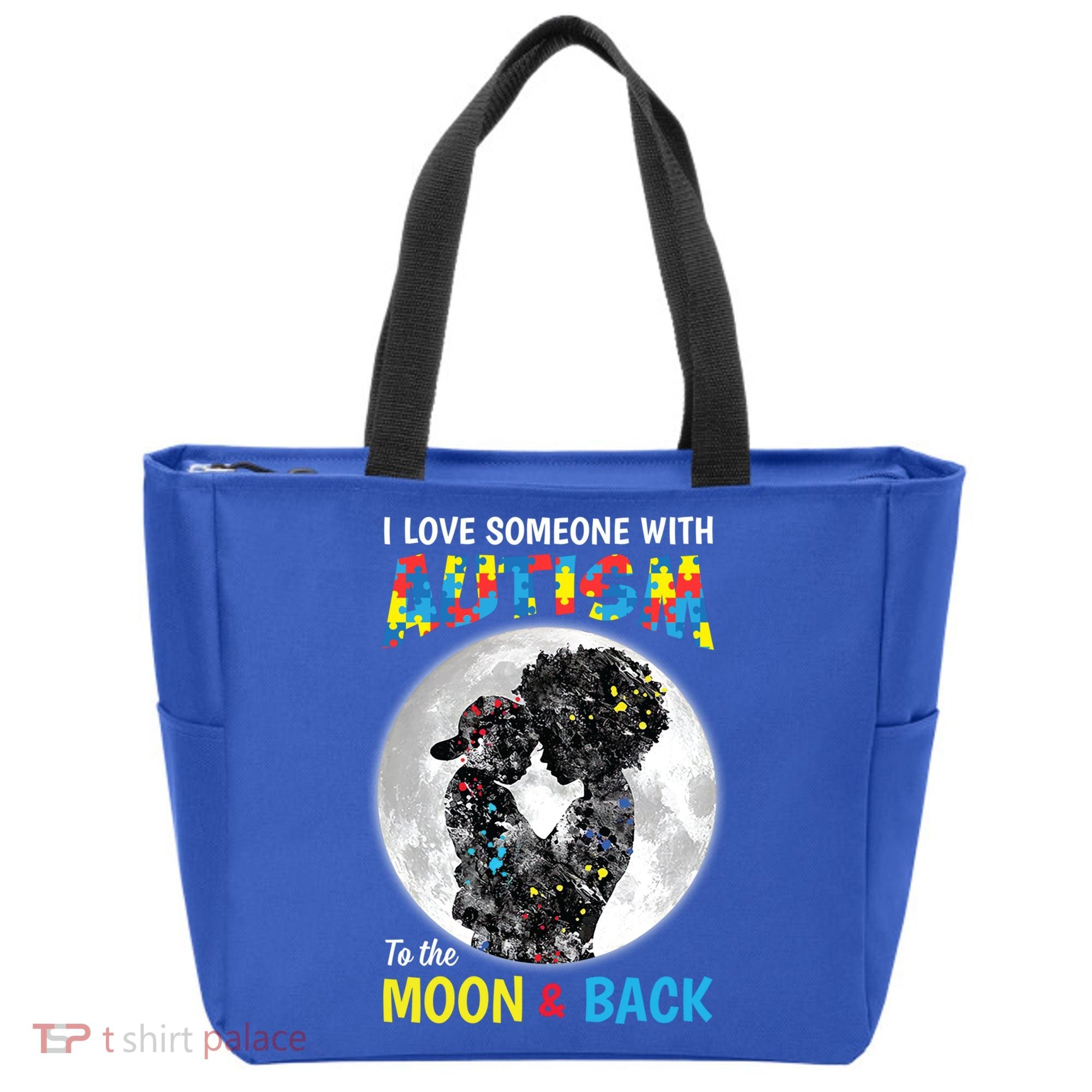 I Love Someone With Autism To The Moon And Back Funny Gift Tote Bag