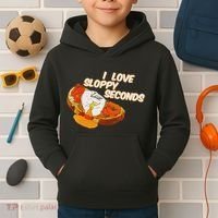 I Love Sloppy Seconds Breakfast Meme Kids Hoodie thumb 2