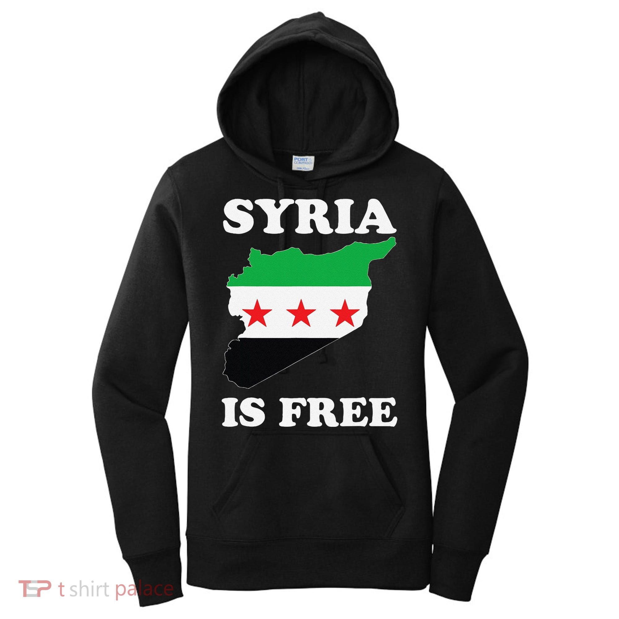I Love Syria Is Free Syrian Map New Syrian Flag Women's Hoodie