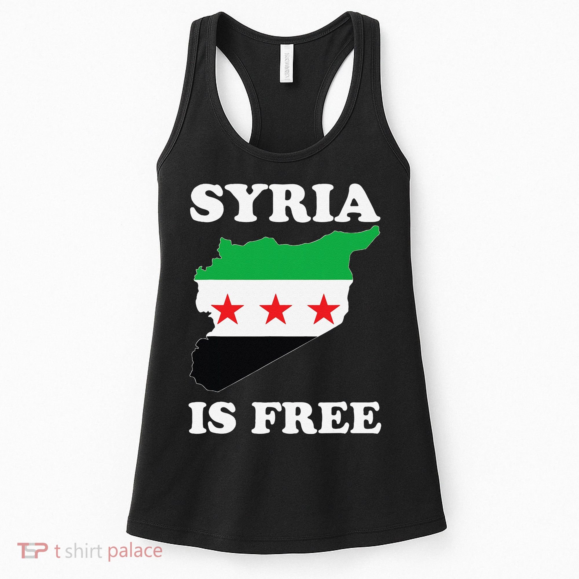 I Love Syria Is Free Syrian Map New Syrian Flag Women's Tank Top