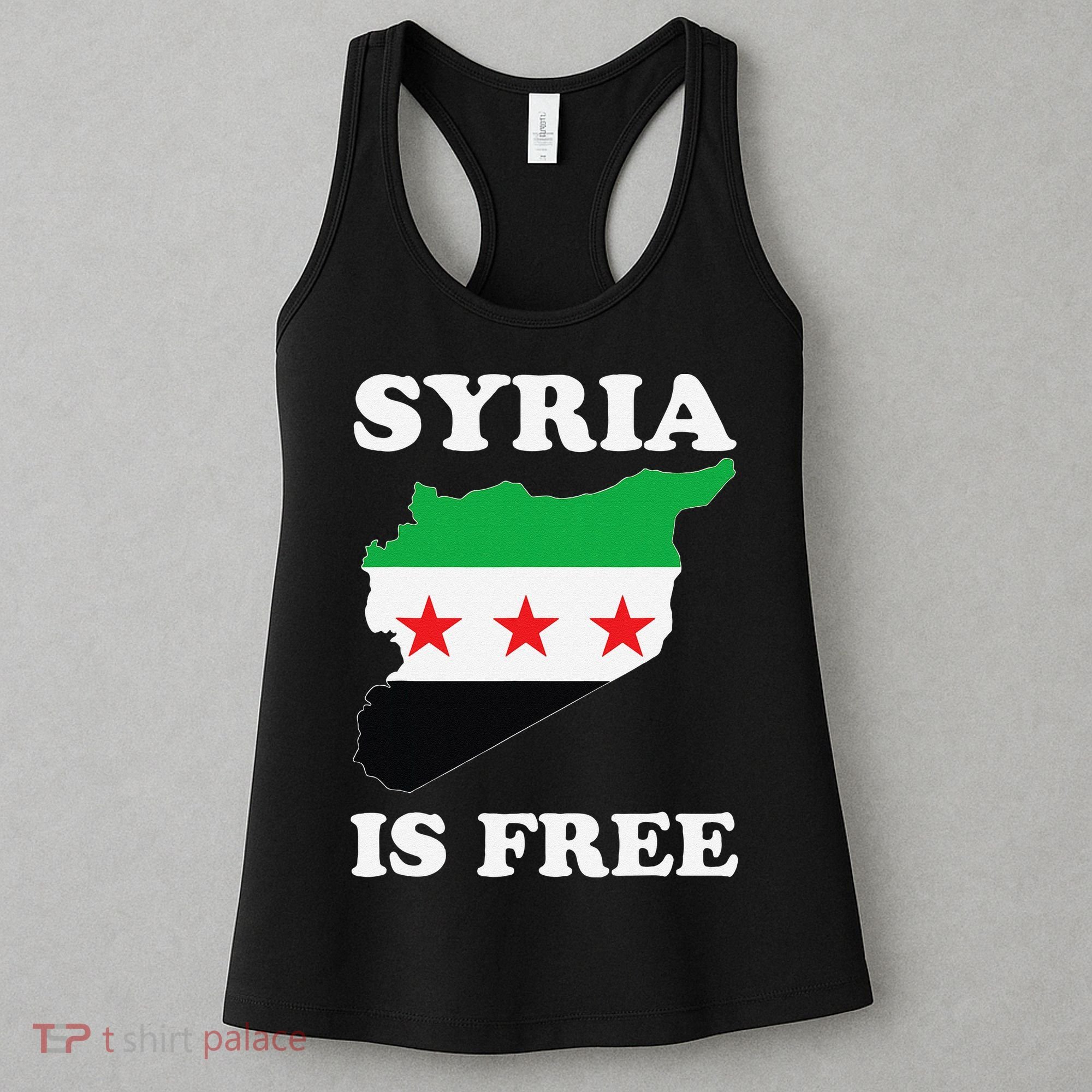 I Love Syria Is Free Syrian Map New Syrian Flag Women's Tank Top