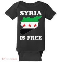 I Love Syria Is Free Syrian Map New Syrian Flag Baby Bodysuit thumb 0
