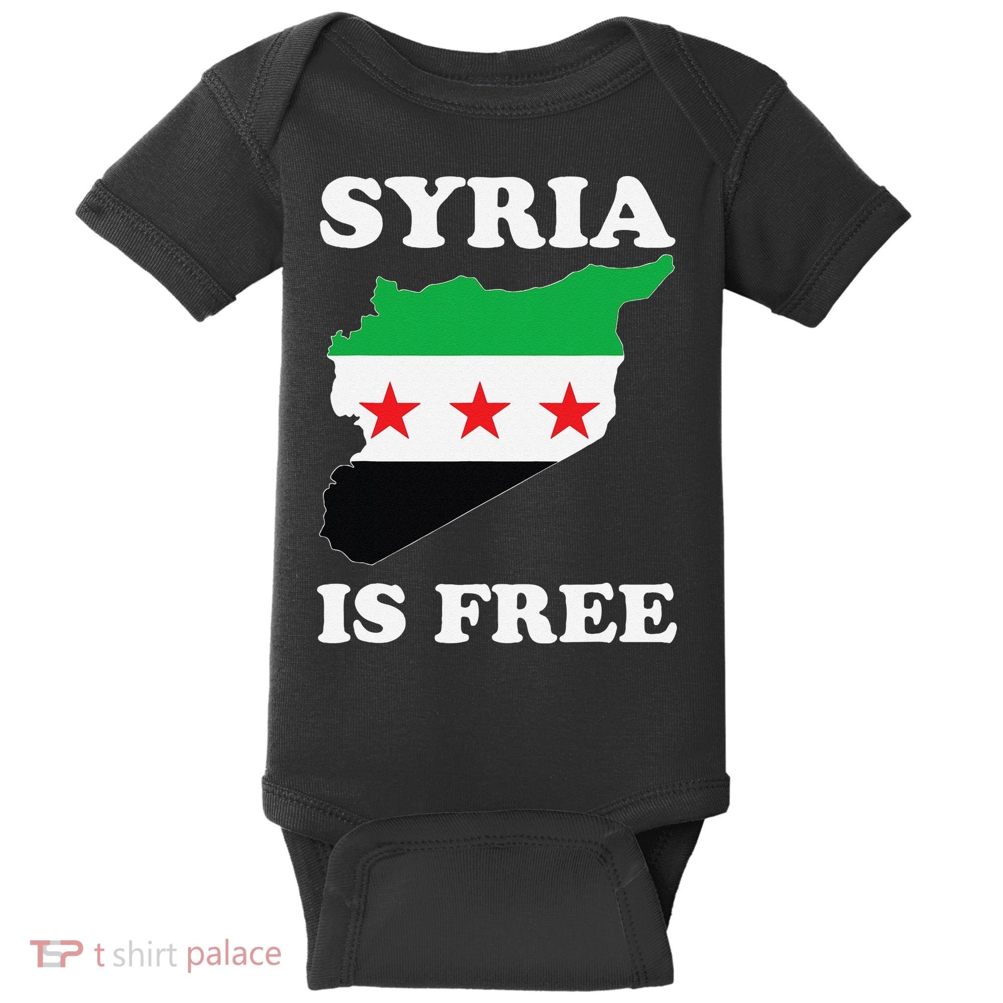 I Love Syria Is Free Syrian Map New Syrian Flag Baby Bodysuit