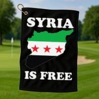 I Love Syria Is Free Syrian Map New Syrian Flag Golf Towel thumb 1