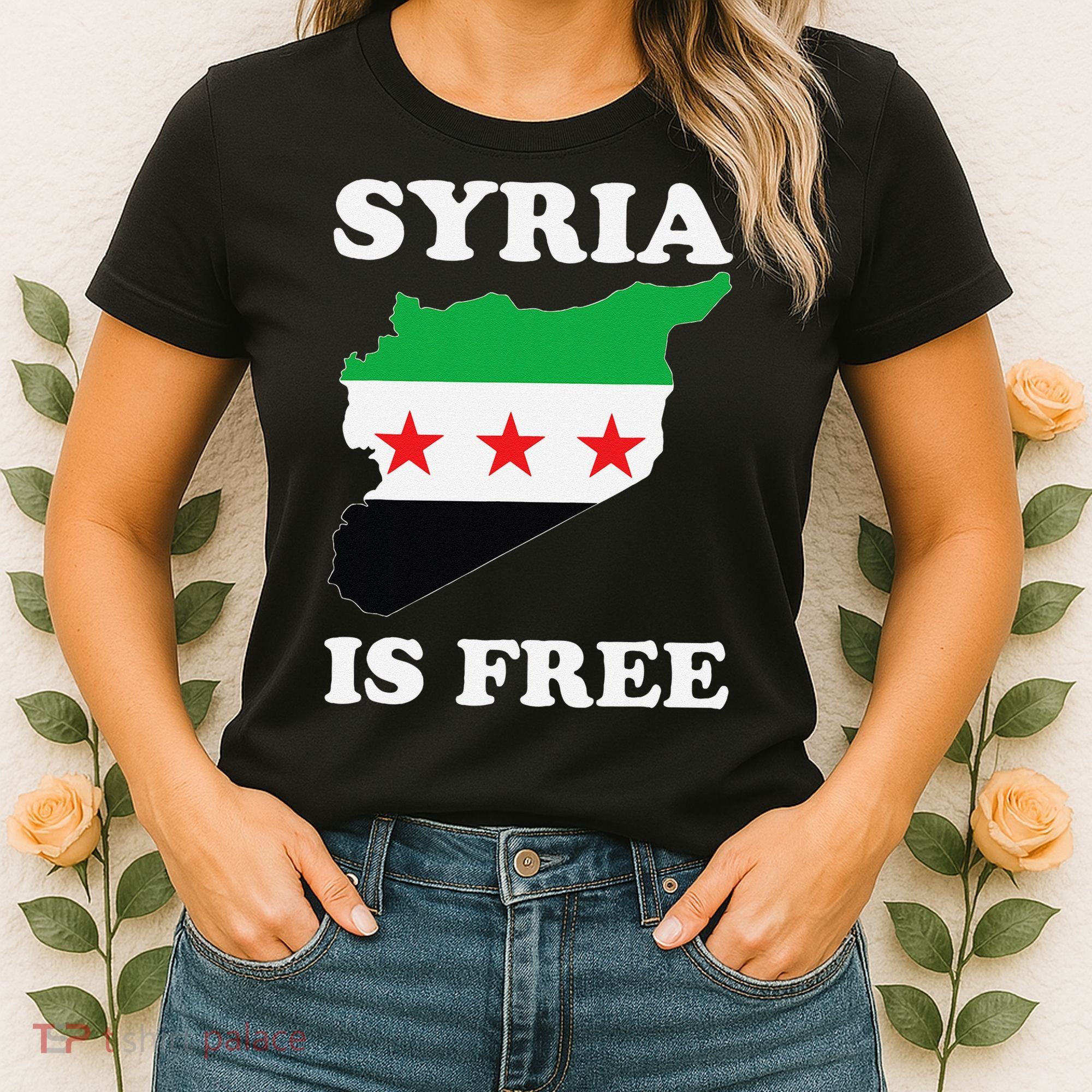 I Love Syria Is Free Syrian Map New Syrian Flag Women's T-Shirt