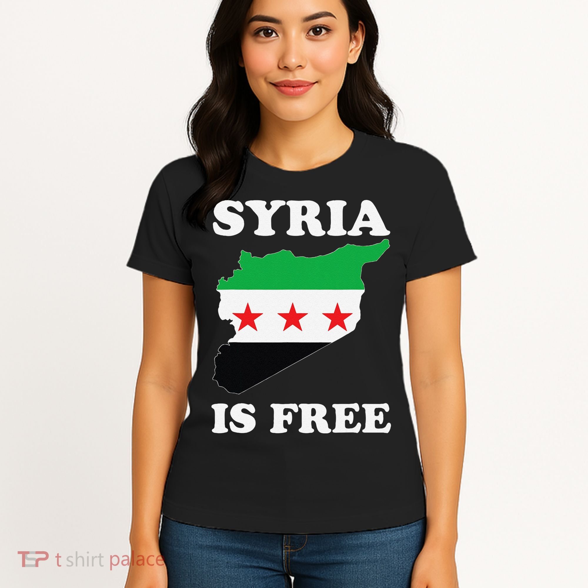 I Love Syria Is Free Syrian Map New Syrian Flag Women's T-Shirt