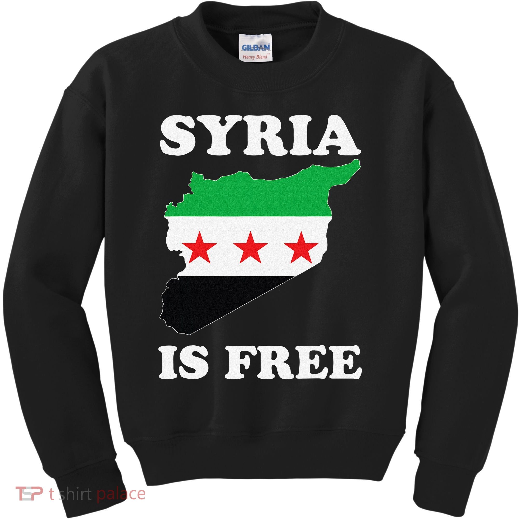 I Love Syria Is Free Syrian Map New Syrian Flag Kids Sweatshirt