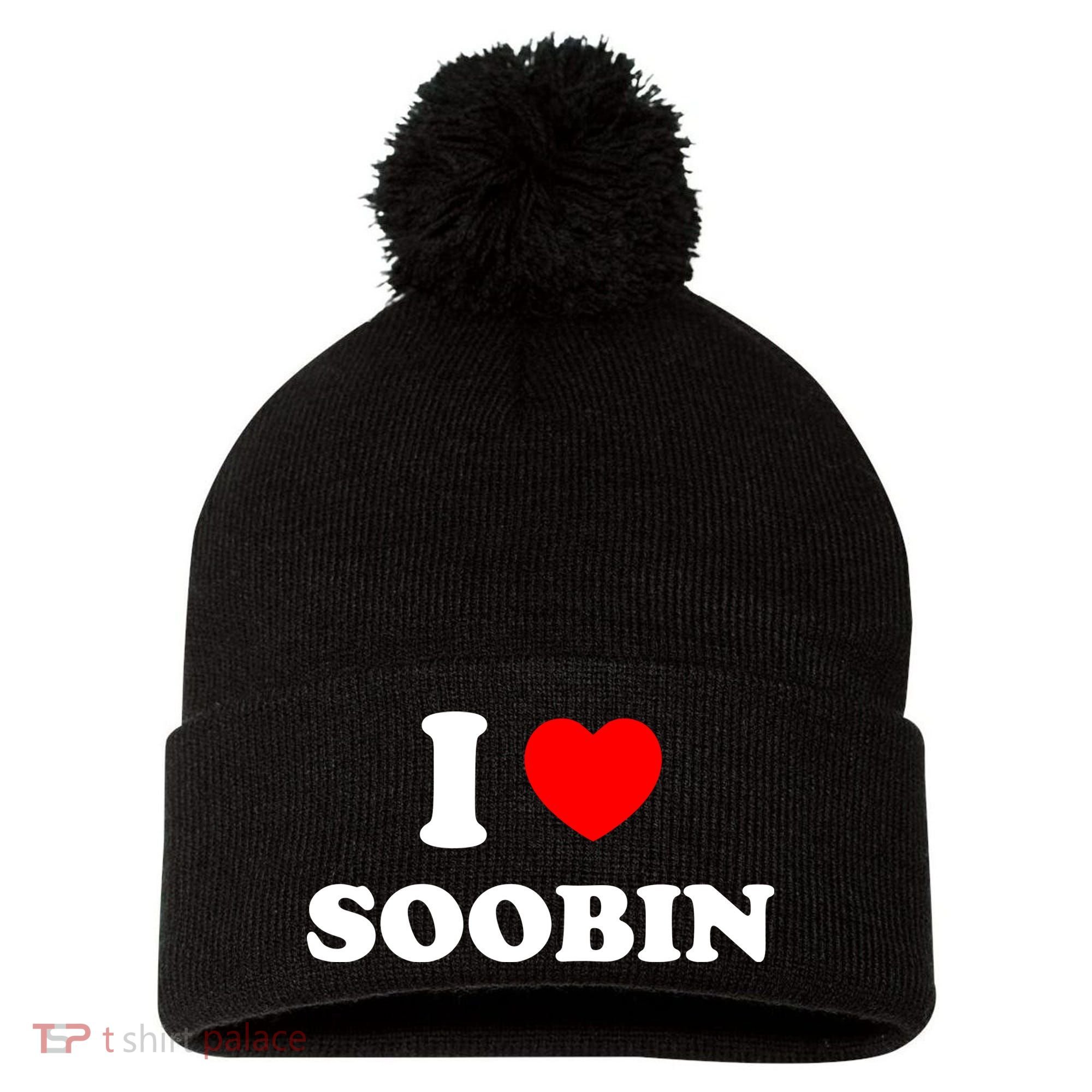 I Love Soobin Pom Pom 12in Knit Beanie