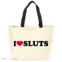 I Love Sluts I Heart Sluts Baby Tote Bag thumb 0