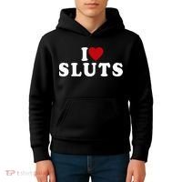I Love Sluts Heart Kids Hoodie thumb 4